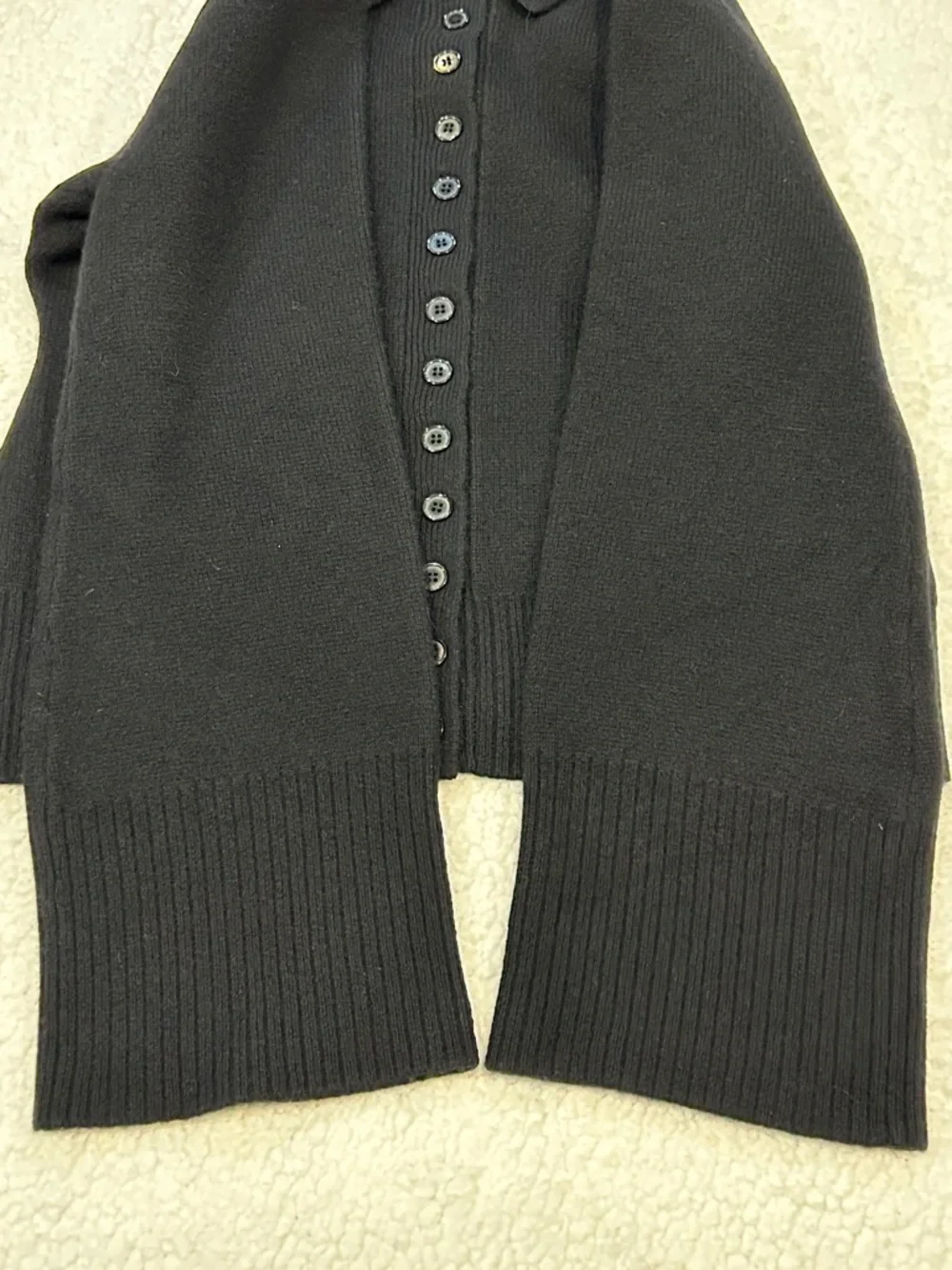 J. Crew Milano Stitch Cinched Waist Cardigan size Medium Black Wool Preppy